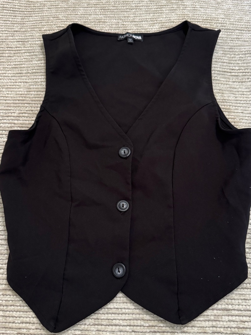 Fashion Nova Black Sleeveless Top with Logo Tag